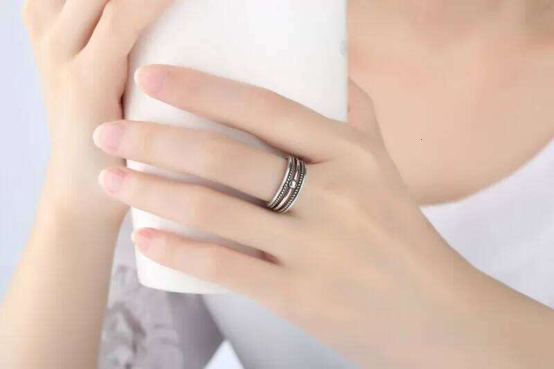925 Sterling Silver 3 layers vintage open Women Jewelry Beautiful Finger Open Rings For Party Birthday Gift H260312