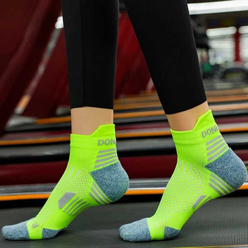 3 Pairs Marathon Socks Men Women Professional Sport Ankle Running Socks Thickened Cushioned Tube Low Cut Fitness Short Sock Mesh D260313