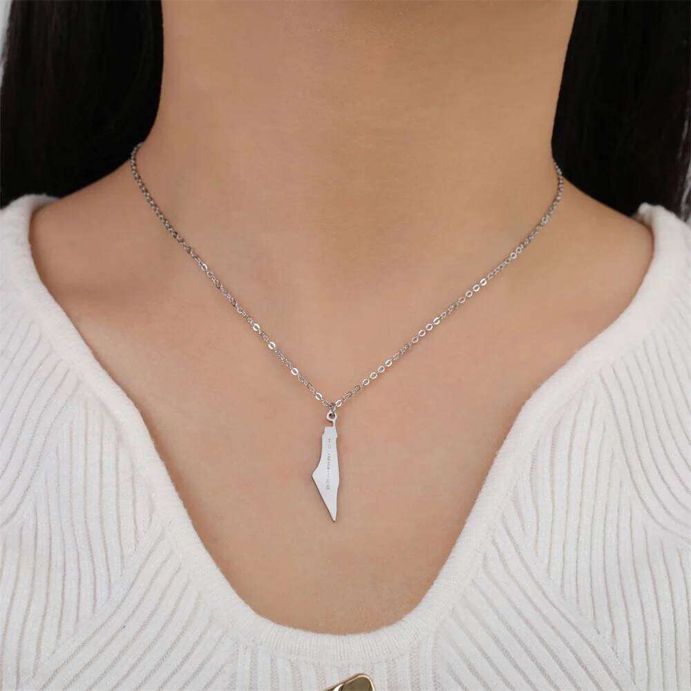 My Shape Palestine Pendant Necklaces for Women Men Gifts Palestinians Ethnic Map Choker Neck Chain Stainless Steel Jewelry H260312