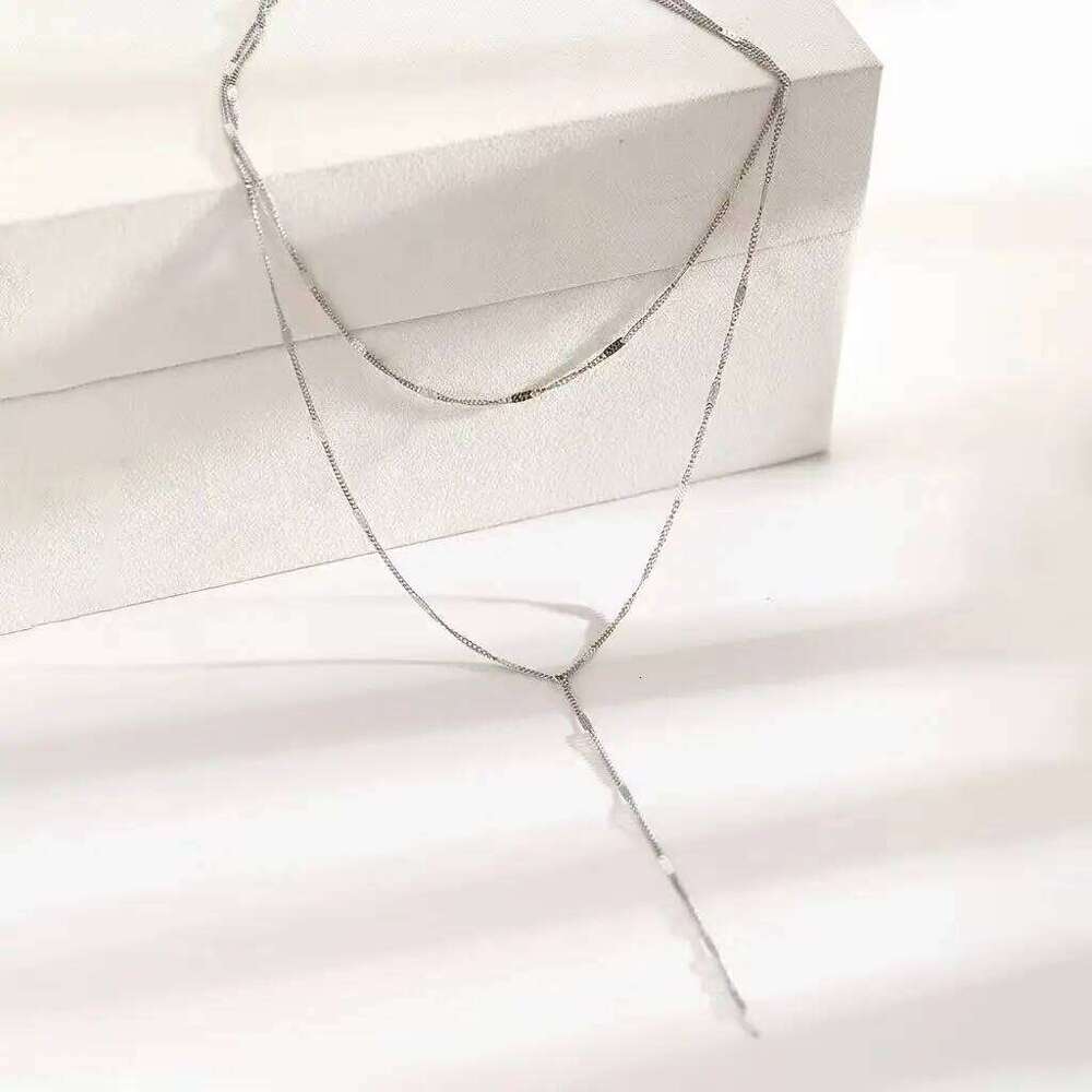 DOTIFI Stainless Steel Fashion Commuter Y-Shaped Fringe Necklace Minimalist Double-Layer Collarbone Chain For Women H260312