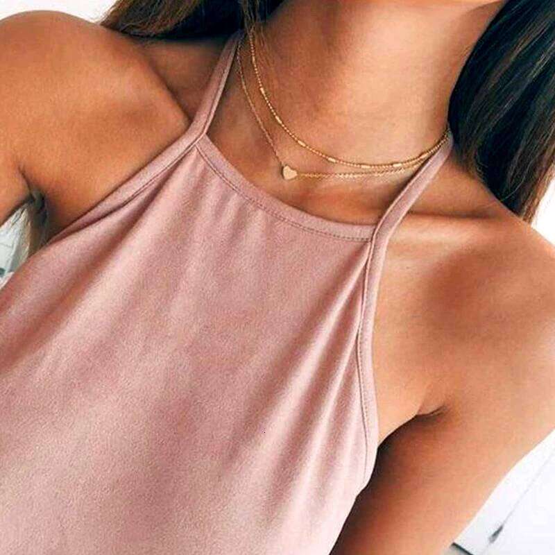 SUMENG 2024 New Fashion ly Style 2 Layers Heart Multilayer Chain Choker Necklace for Women Girl Gifts H260312