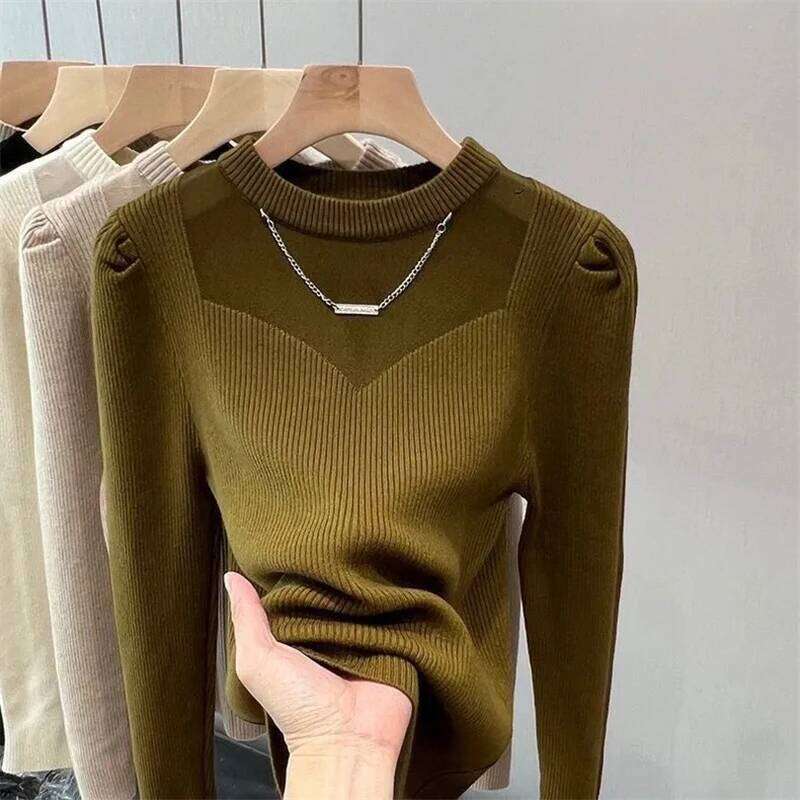 Autumn And Winter New Round Neck Slim Fit Fashion Women's Pullover Leisure Comfortable Elegant Female Sweater Z260313