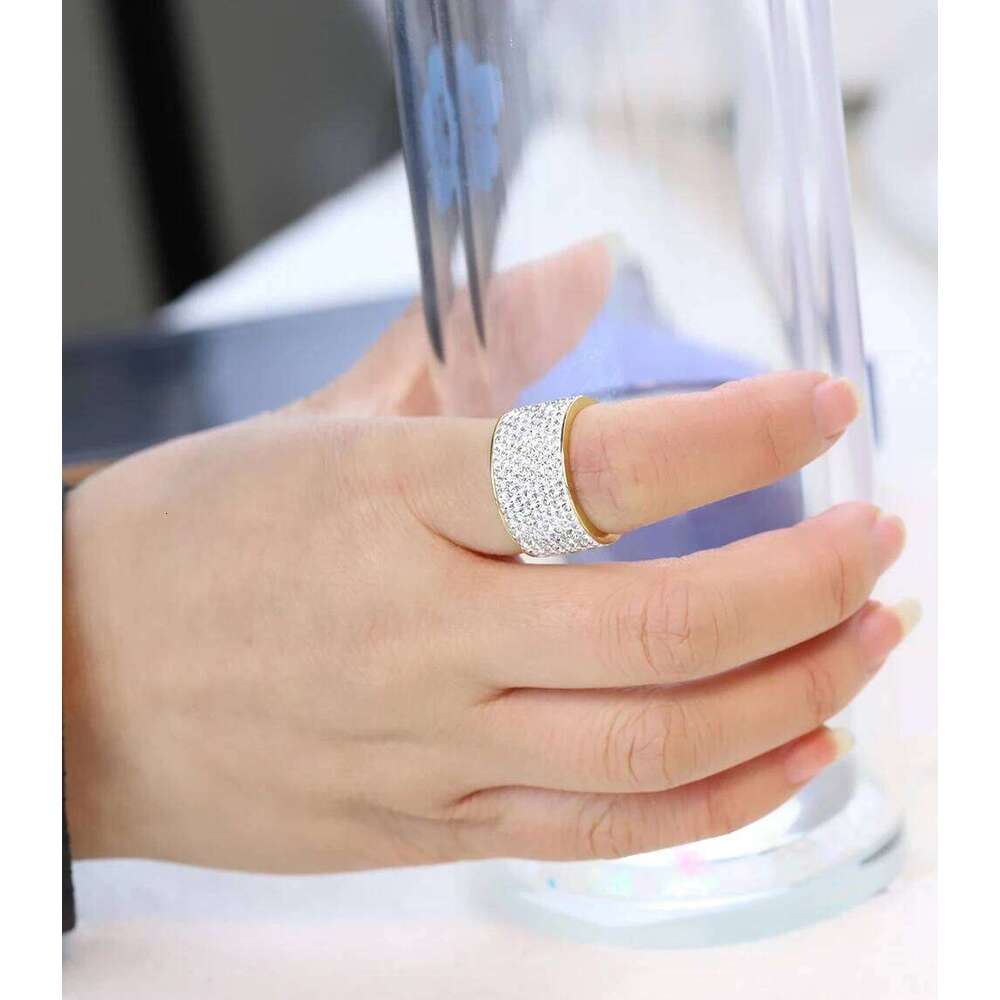 Mix Color 316L Stainless Steel 8 Row Crystal Pave Wedding Birthday Gift Fashion Jewelry Rings for Girls Dropshipping H260312