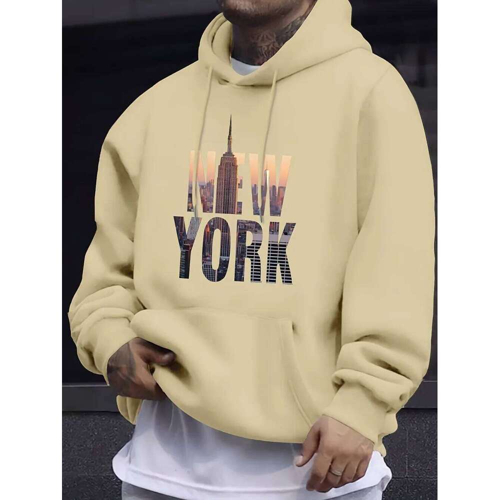 Autumn Men's European and American Style Comfortable Hoodie with New York Letter Print Casual Outdoor Adult Sweatshirt Z260315