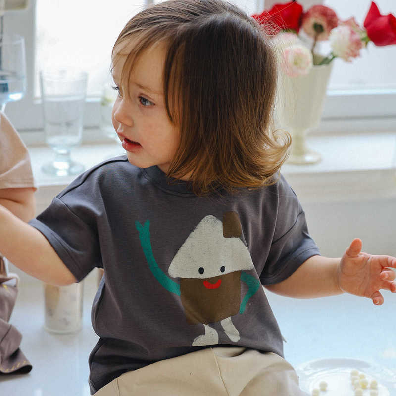 T-shirts Boys' and girls' short-sleeve T-shirts summer baby tops children's half-sleeve Korean-style printed cartoon pure cotton round-