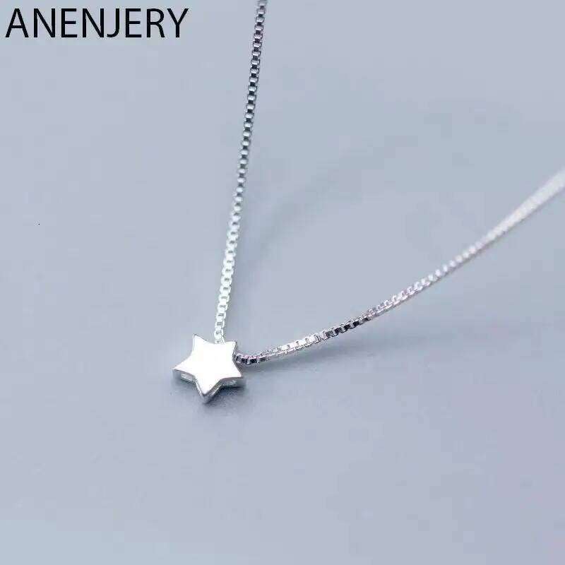 ANENJERY Silver Color Star Pendant Simple Charm Clavicle Chain Necklace For Women Jewelry Gift S-N592 H260312