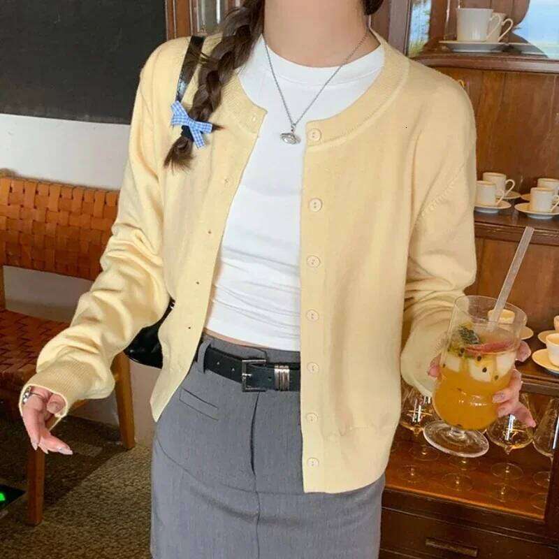 Long Sleeve Knitted Cardigans Shirt Women Sweaters Autumn Spring Fashion Female Casual Elastic Knit Small Coats Knitwear Tops Z260313