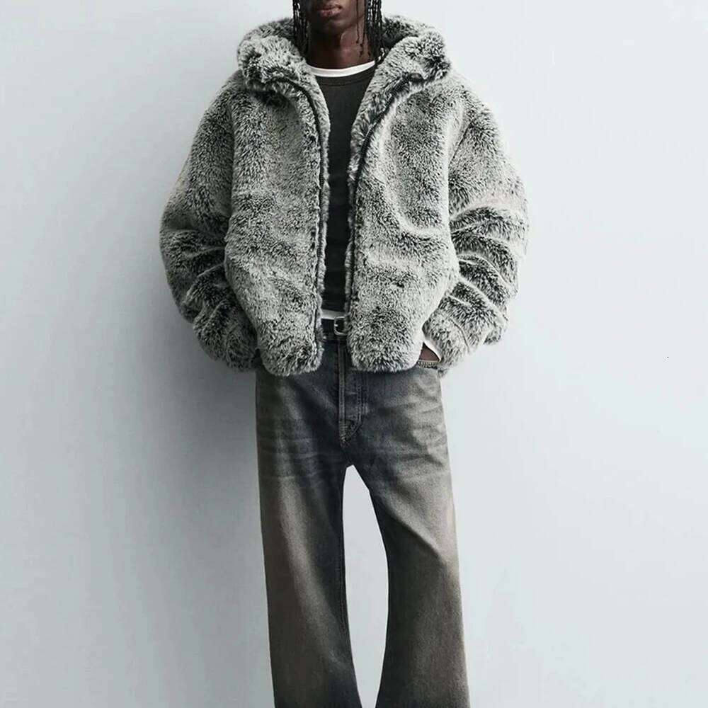 Winter New Faux Fur Long-Sleeved Jacket American Retro Fashion Trendy High Street Loose Casual Niche Men's Top 2025 Z260313