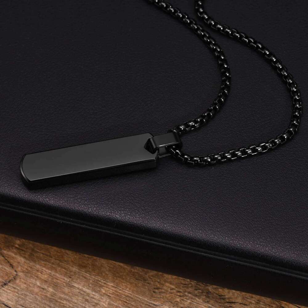 Vnox Initial Necklace Men, Thick Geometric Vertical Bar Pendant with A-Z Letters, Casual Simple Collar, Gift for Him H260312