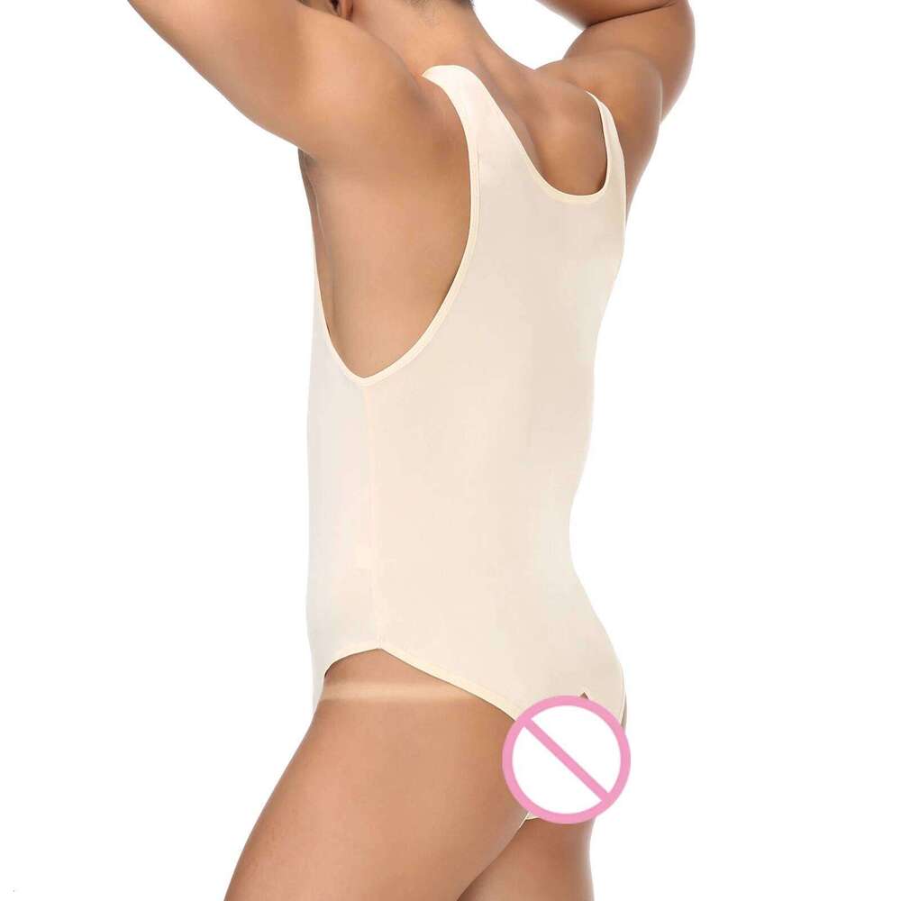 Men Shapewear Bodysuit Tummy Control Sexy Leotard Jock Strap Slimming Sleeveless Open Buttocks One-Piece Undershirt Shaper 26Y0313