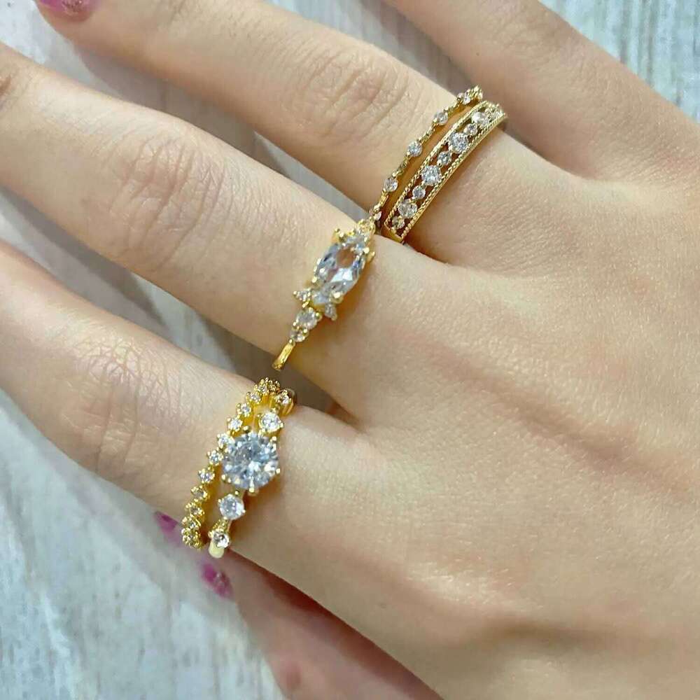 New INS Gold Color Noble Trend Dainty Women Entry Lux Zircon Midi Finger Rings For Girl Anniversary Jewelry KAR229 H260312