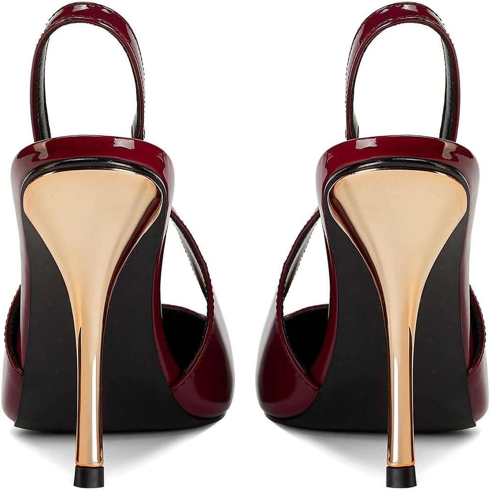 Rhinestones Slingback Kitten Heels Pointed Closed Toe Pumps Women Stiletto Inch High Heeled Sandals For Dress Shoes MOJIDASHU