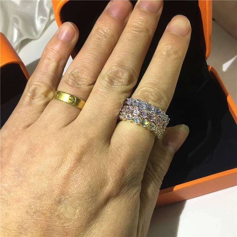 2020 Eternity 925 Sterling silver Ring 4mm Lab Diamond cz Engagement Wedding Rings for women men Wholesale Party Jewelry Gift H260312