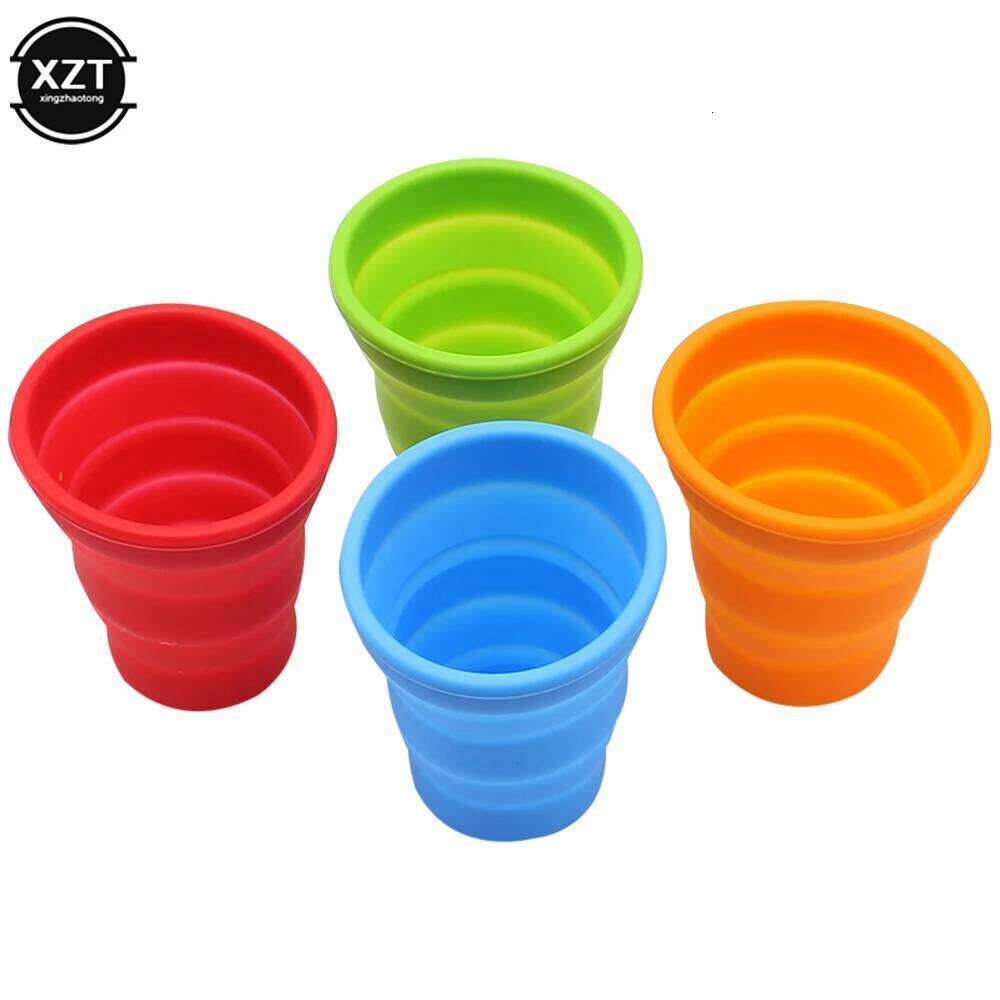 Portable Folding Glass Silicone Retractable Mug High-temperature Resistant Food Grade Water Cup for Outdoor Travel 200ml Z260314