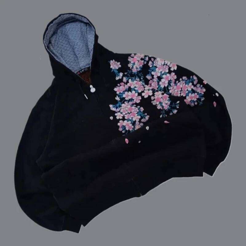 American retro autumn winter thick jacket Gothic printing drawing loose zipper sweatshirt men and women hoodie streetwear Z260314