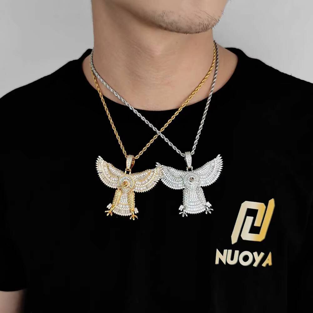 Men's Hip Hop Charm 18K Gold S925 Silver with Moissanite VVS Eagle Pendant Necklace