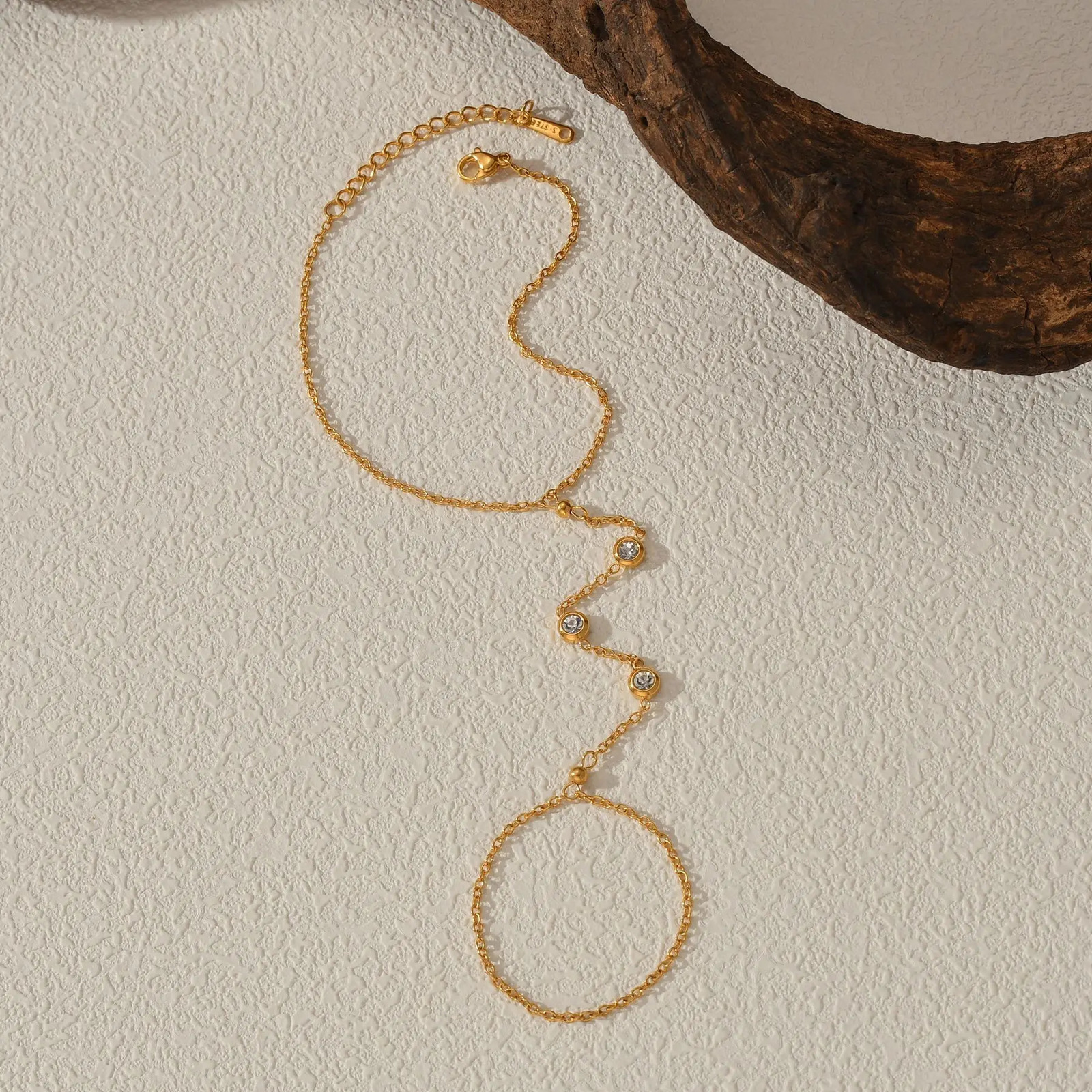 Atoz Gold Color Simple Zircon Ring Bracelets for Women Stainless Steel Tend Shiny Bracelet Birthday Jewelry Gift Accessories 260313