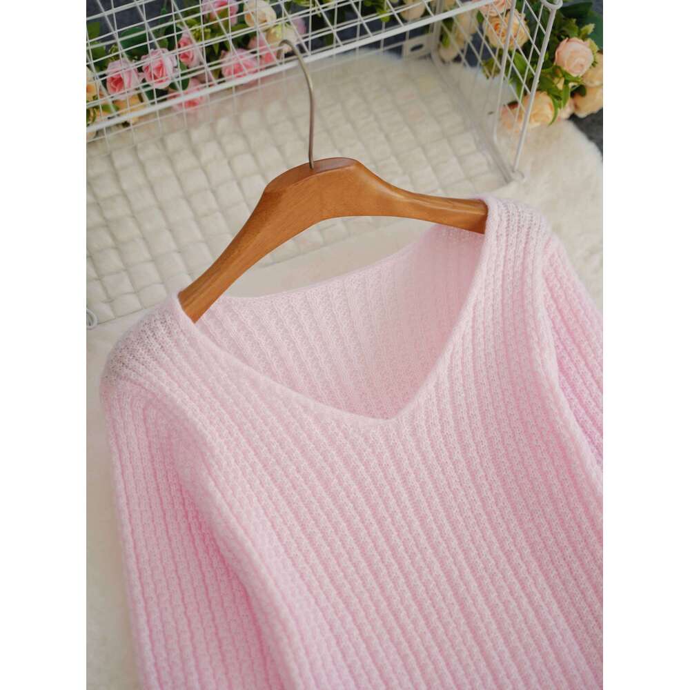 Classic Stripe V-Neck Pullover Sweater Fashion Women's Tops Hot Woolen Soft Knit Long Sleeve Beautiful Ladies Sweate Z260313