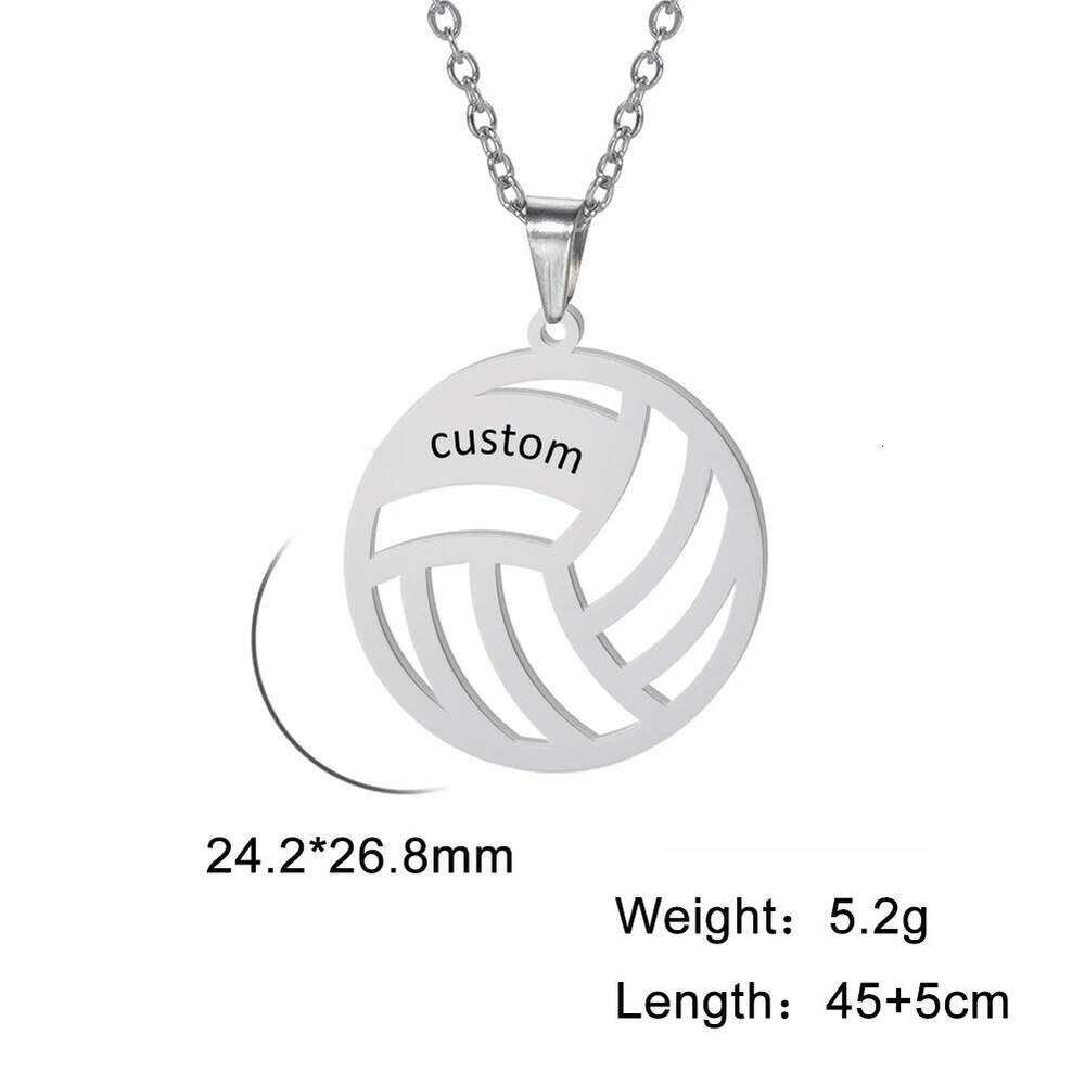 Sipuris Custom Women Stainless Steel Personalized Name Volleyball Necklace For Men Jewelry Christmas Gifts H260312