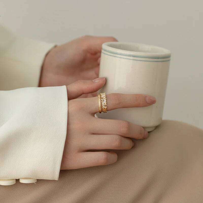 Exquisite Luxury Zircon Double Student Opening Rings for Woman Korea Fashion Gothic Finger Jewelry Wedding Party Girl Sexy Ring H260312