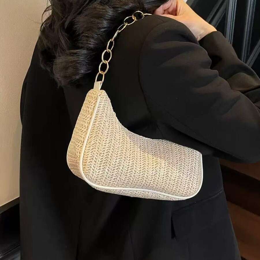 New Trendy Fashion Woven Underarm Single Shoulder Handbag Beach Straw Women's Bag Handbags
