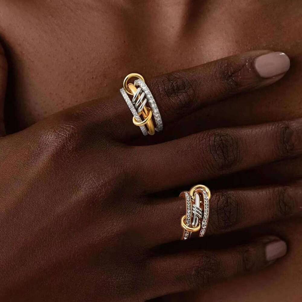 2025 New Arrived Gold Plated 3 Circle Stacking Rings for Women Micro Paved 5A Cubic Zirconia Ring Stackable Full Finger Jewelry H260312