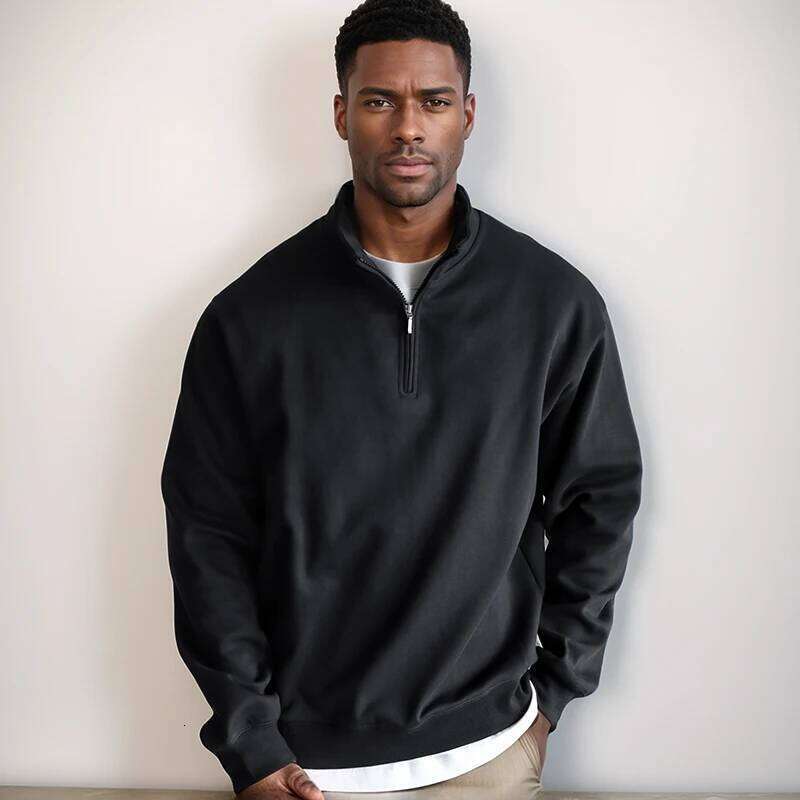 Sweatshirt Male Street Y2k Clothes Heavyweight Oversized Pullover Half Zip Collar For Gym Workout And Casual Winter Wear 26Y0313