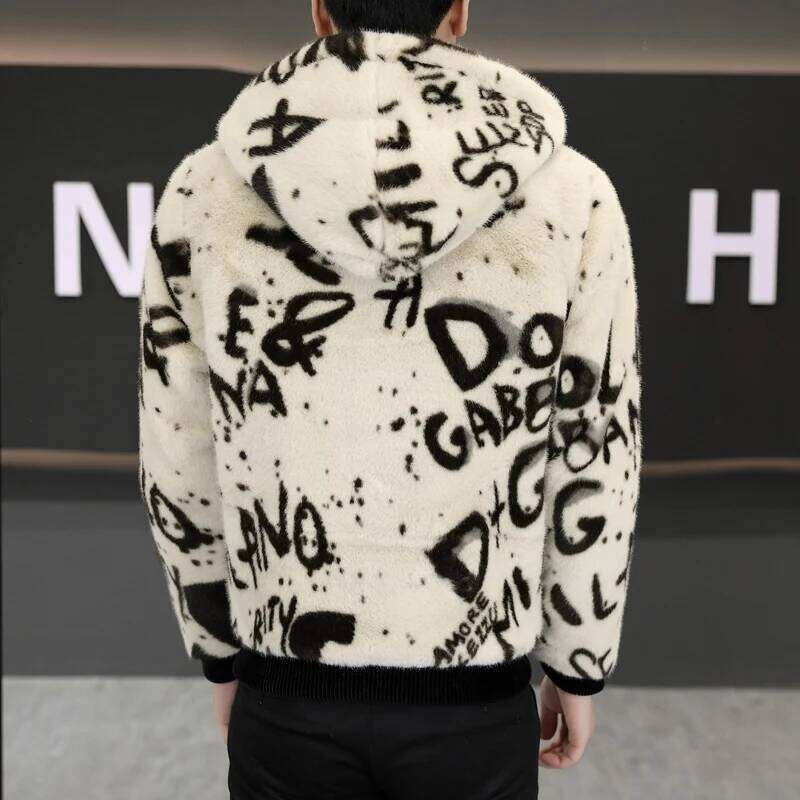 Winter Hooded Thick and Warm Faux Mink Fur Casual Jacket Fashion Business Social Outdoor Coat Men Clothing Z260313