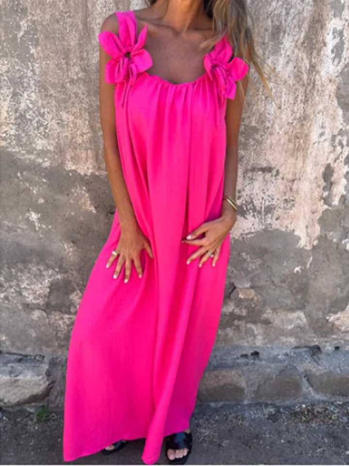 V-neck Solid Color Short Sleeved Lace Up Womens Dress High Street Fashion Elegant Commuting Style Summer DressesT260314