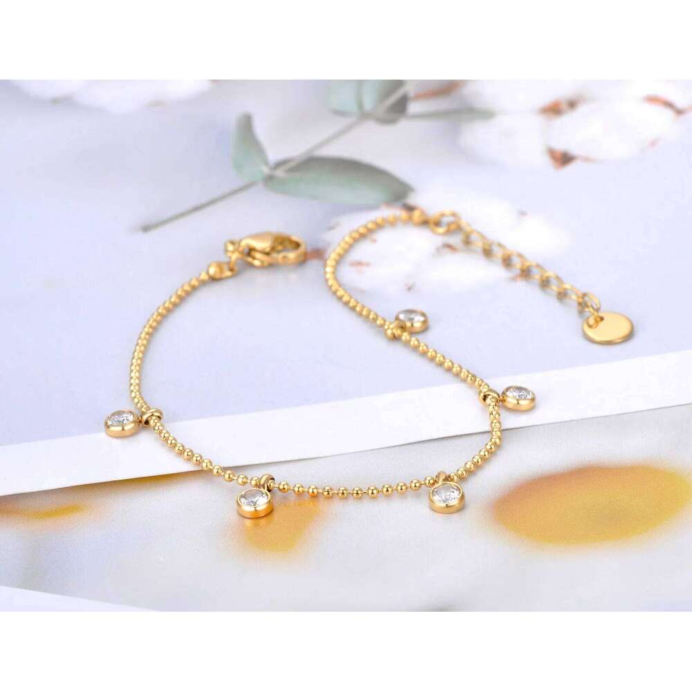 Lokaer Fashion Colorful CZ Crystal Charm Bracelets For Women 18K Gold Plated Stainless Steel Bohemia Party Chain Bracelet B22087 Z260313