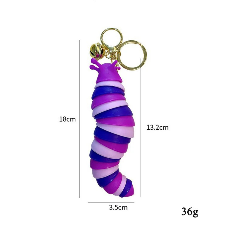 Cute Fidget Slug Keychain Toys 3D Articulated Stretch Sensory Stress Relief Flexible Keyring Bag Phone Pendent Charm 260311