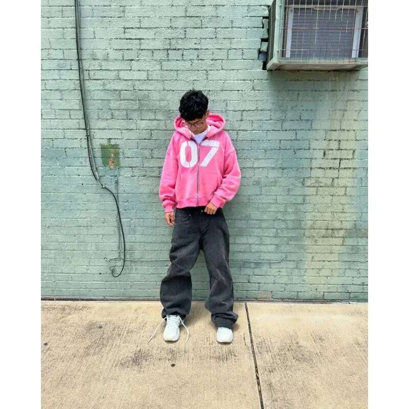 Men 07 Yellow Hoodie American Retro Graphic Print Cotton Thickened Oversized Streetwear Pullover Casual Sweatshirt Fall Winter Z260314