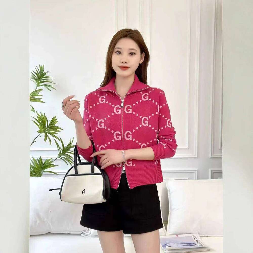 High End Chic Design Zipper Jacket Women Jacquard Long Sleeve Knitted Sweater Coat Female Fashion Short Cardigans Z260313