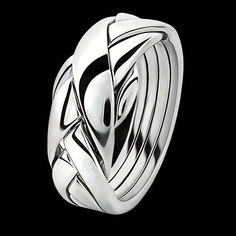 The new European-style alloy geometric woven ring H260312