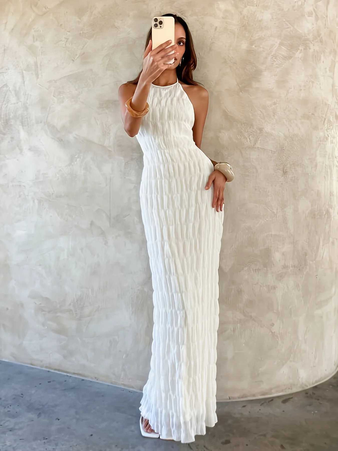 Elegant Directed Womens New Pure Color Casual Commute Holiday Style Long Dress with StrapT260314