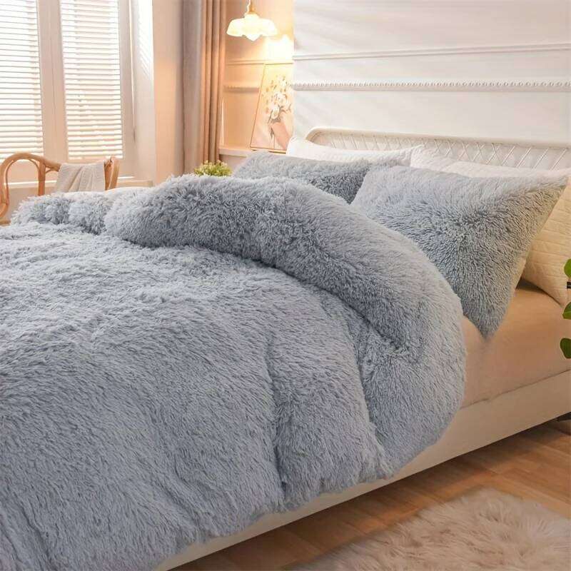 3PC Solid Plush Cover Comfortable Bedding 1 Duvet cover 2 Pillowcases Soft And Skin Friendly No Filling Four Seasons H260312 - view 5