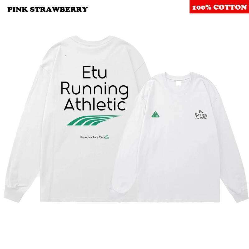 American Street Letter Print T-shirt Men 2025 Autumn New 100% Cotton White Long sleeves Base Layer shirt Sports Y2k Top Men's Z260314