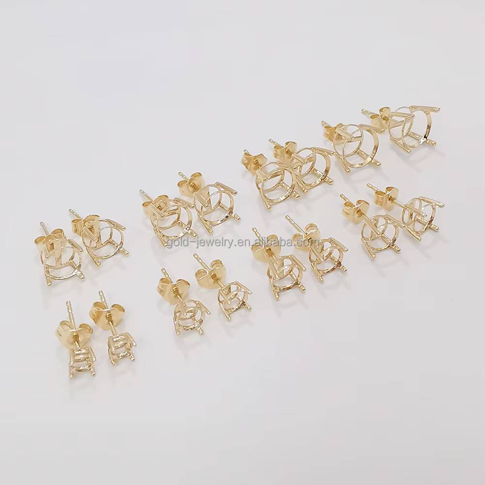Semi Mount Earrings 14k Gold Jewelry VVS Moissanite Studs Earrings Popular Design