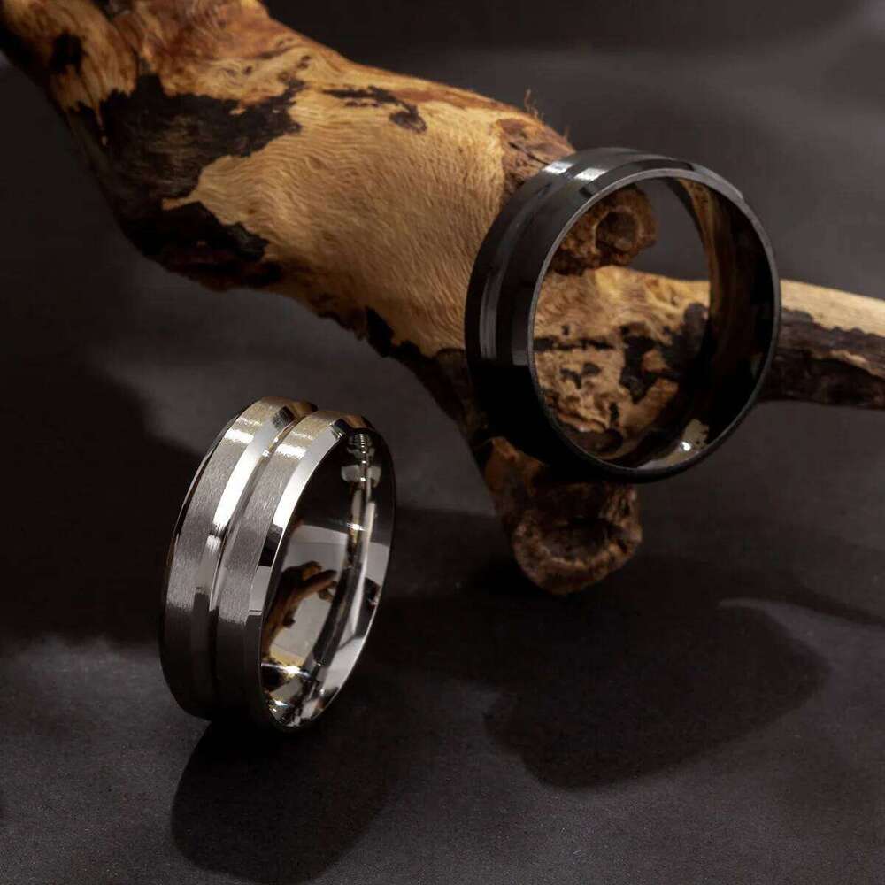 Titanium Steel Frosted Ring Middle Groove for Women & Men Jewelry Gift Birthday Present Adjustable Size 5-14 H260312