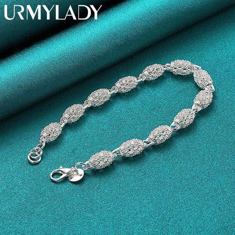 URMYLADY 925 Sterling Silver Hollow Bead Chain Bracelet For Woman Fashion Wedding Engagement Party Jewelry Z260313