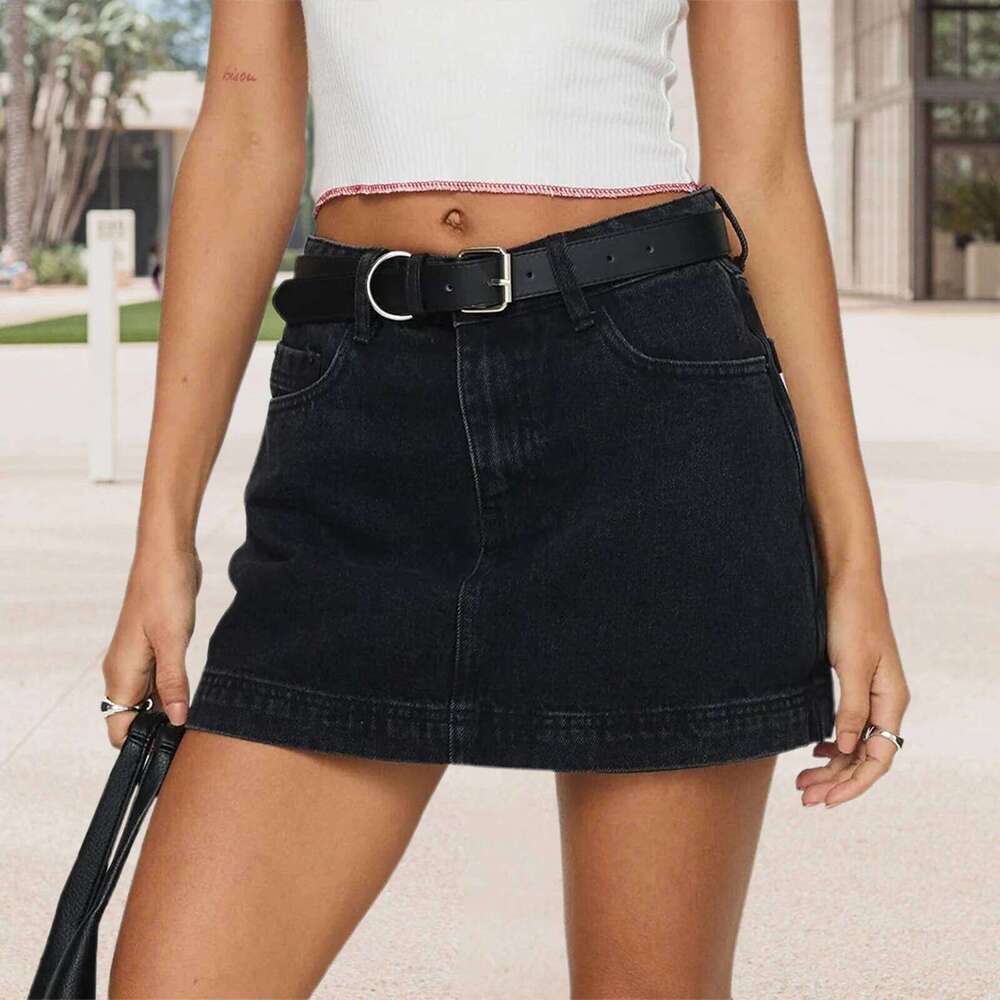for Women High Waisted Stretchy Jean Mini y2k Vintage Washed Casual Denim Skirts with Pockets Club Party Z260314