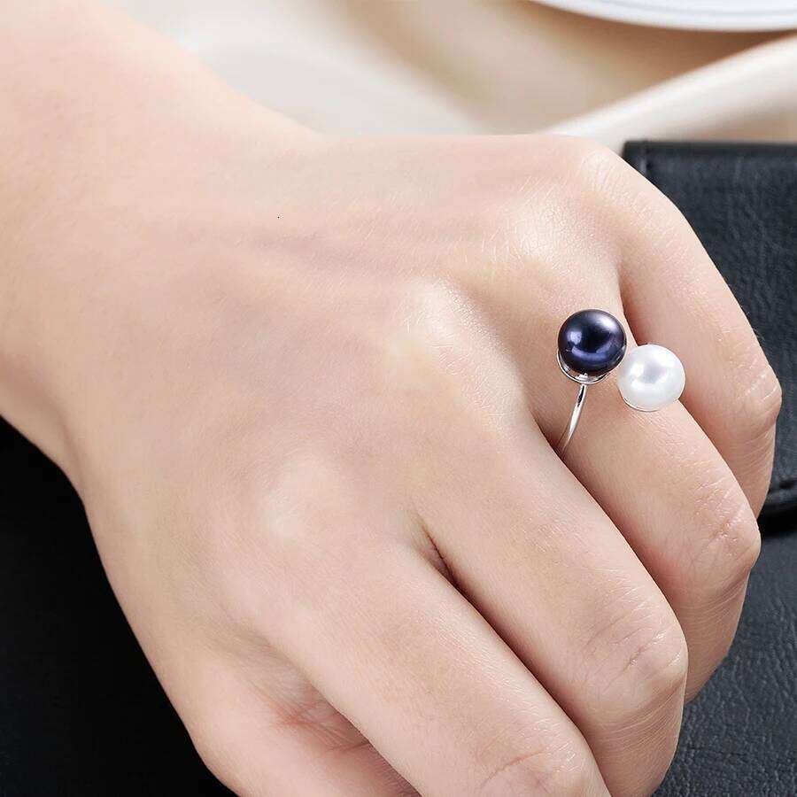 HENGSHENG Fashion Simple Double Natural Freshwater Pearls 925 Silver Open Finger Ring Fine Daily Jewelry For Women Girls 2022 H260312