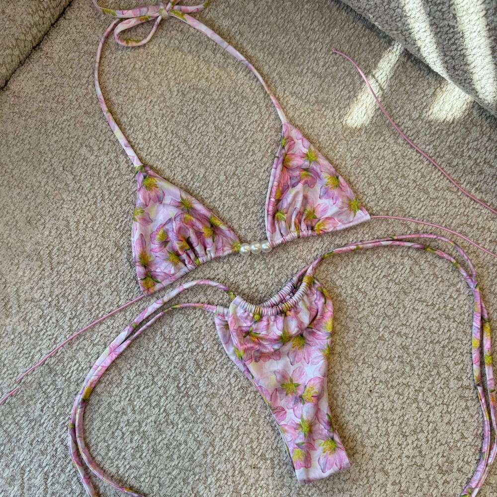 Sexy Bikini Women Swimsuit Female Swimwear Bandeau Biquini Thong Bathing Suit Shiny Swimming Suits Halter Bodysuit Beachwear 26H0313