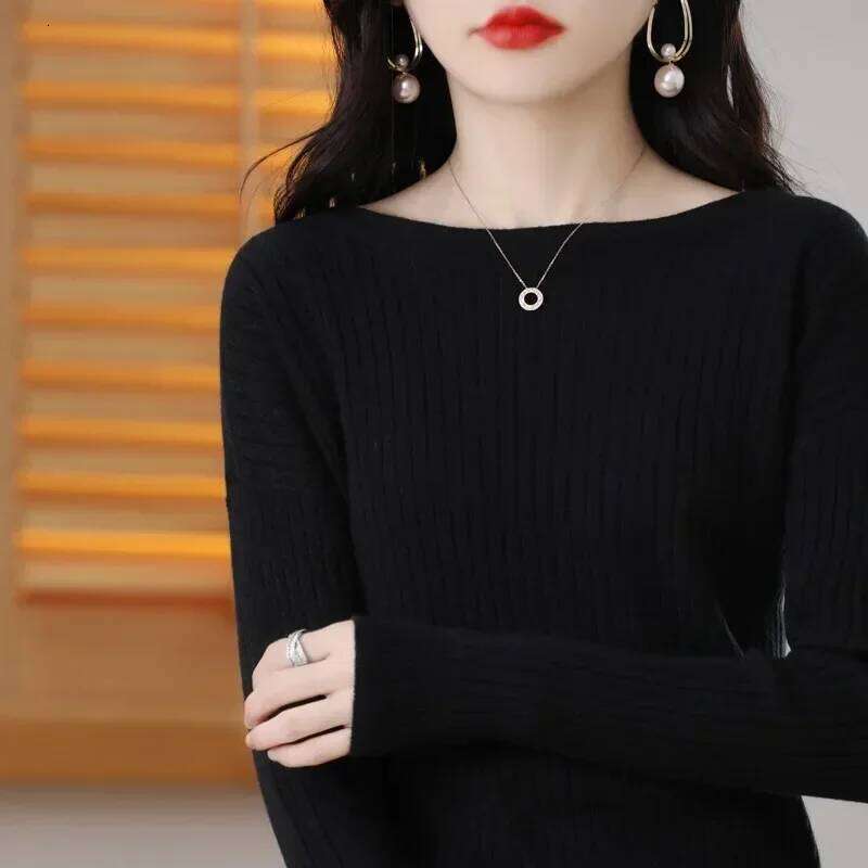 Pullovers Women Sweater Autumn Winter Bottiming Shirts Korean Fashion Slash Neck Long Sleeve Slim Fit Casual Warm Knitwears Z260313