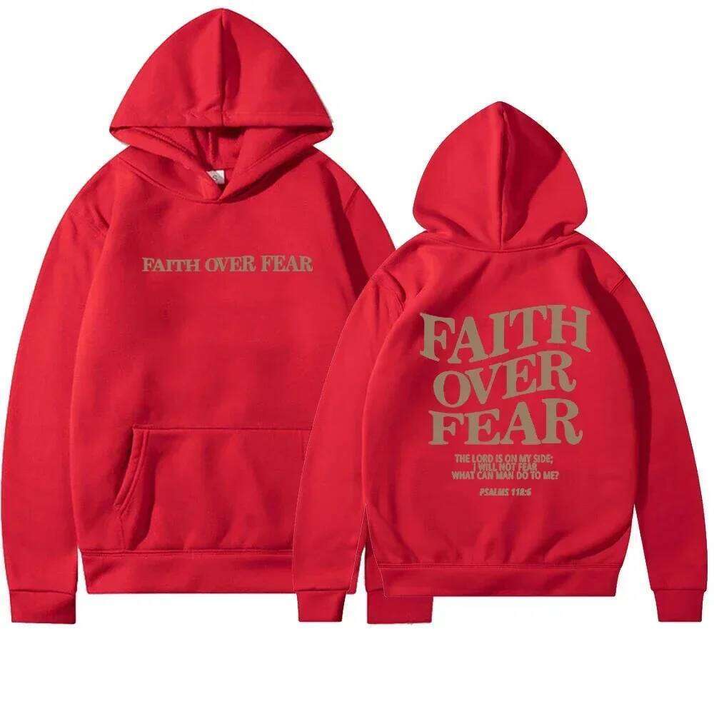 Faith Overcomes Fear - Christian Sweatshirts Jesus Hoodie Fashion Men Women Hoodies Casual Pullover Hooded Sweater Z260314