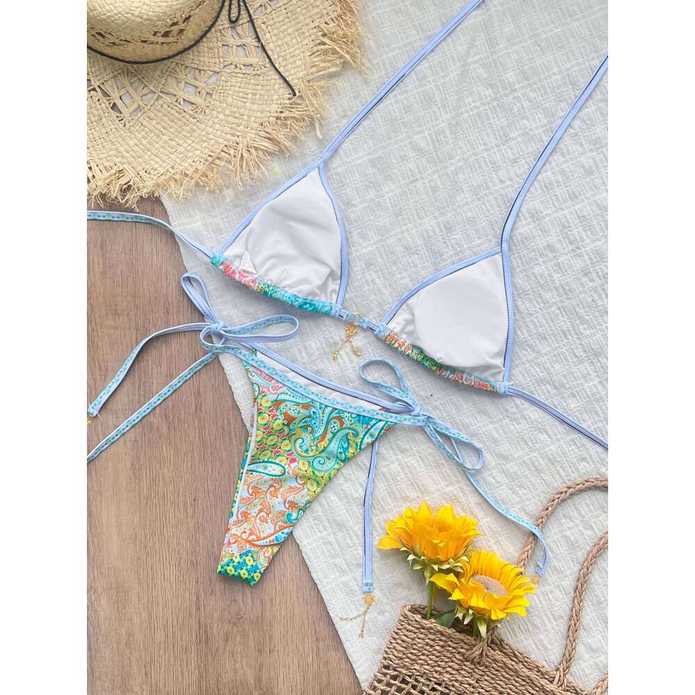 2026 Trend Trangle Stripped Micro Bikini Set Women Swimsuit Sexy Fashion Lady Biquini Swimwear Vacation Beachwear Female Clothes 26H0313