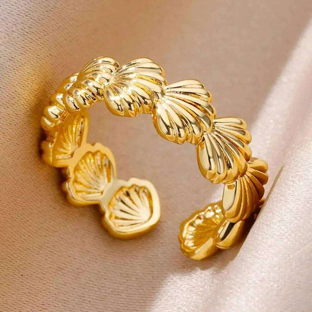 DGIDDK Vintage Women Stainless Steel Shell Ring Wedding Statement Summer Ocean Jewelry Valentine's Day Gift H260312