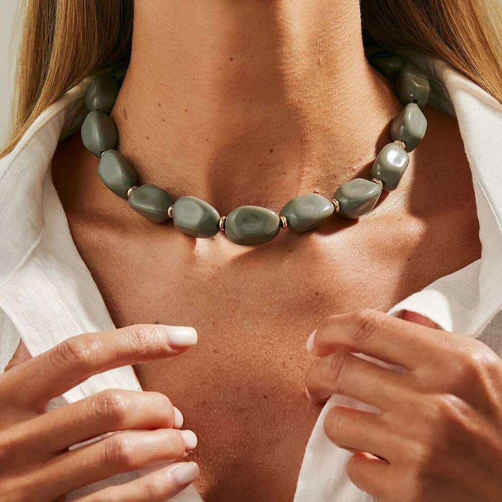 Salircon 5 Styles Bohemian Irregular Acrylic Clavicle Chain Necklace Women Fashion Handmade Bead Choker Necklaces Party Jewelry H260312