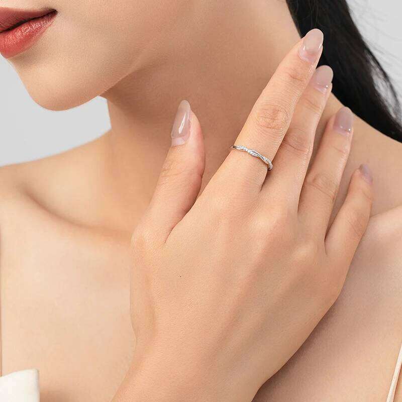 Ailmay 925 Sterling Silver Fashion Shiny Zirconia Staggered Line Design Finger Ring For Women Wedding Statement Fine Jewelry H260312