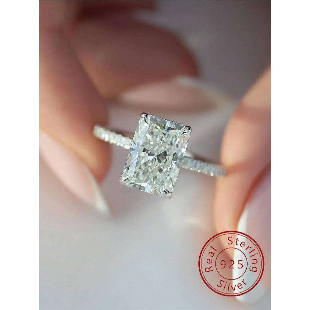 925 Sterling Silver 2-5CT Rectangle Zircon Gorgeous Shiny Ring For Women Anniversary Wedding Luxury High Quality Fine Jewelry H260312